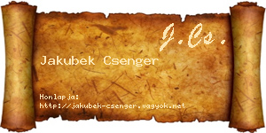 Jakubek Csenger névjegykártya